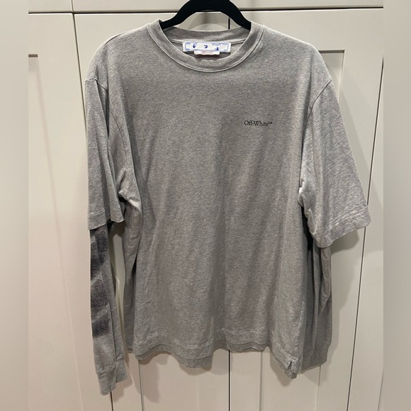 Off-White Gray Jumbo Arrow Double Sleeve Tee - Picture 3 of 8